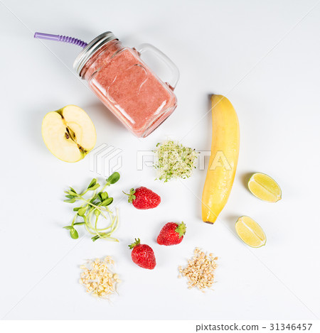 Detox cleanse drink, fruits and berries smoothie 31346457