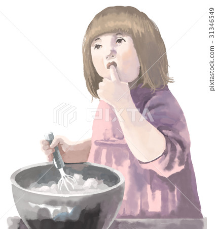 品嚐的女孩，當做蛋糕時 31346549