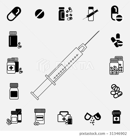 Black And White Syringe Icon Black And White Syringe Icon 31346902
