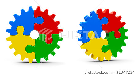 Abstract puzzle gears Abstract puzzle gears 31347234