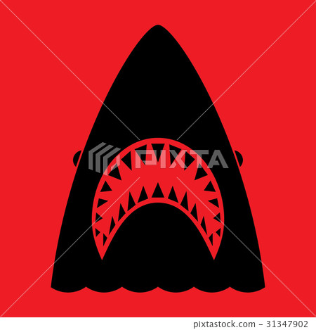 Shark with open mouth and sharp teeth 31347902
