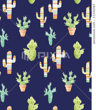 Watercolor cactus pattern 31348365
