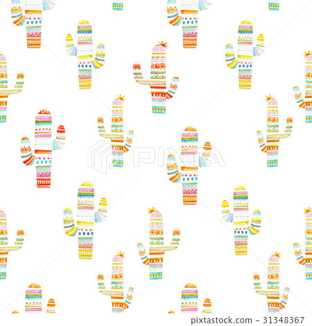 Watercolor cactus pattern 31348367