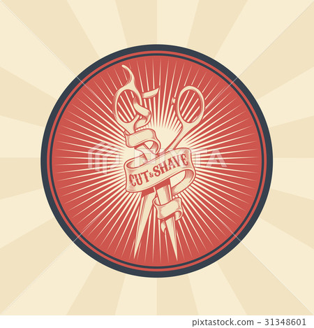 Vector vintage badge, sticker, sign for barber Vector vintage badge, sticker, sign for barber 31348601