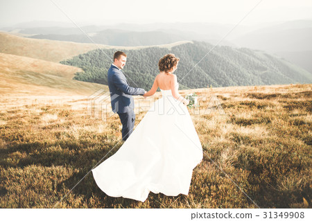 Beautiful gorgeous bride posing to groom and Beautiful gorgeous bride posing to groom and 31349908