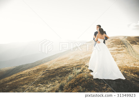 Happy beautiful wedding couple bride and groom at 31349923