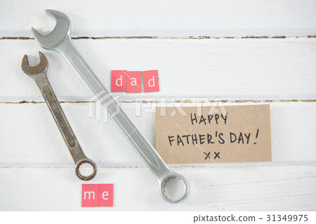 Overhead view of wrenches by father day greetings Overhead view of wrenches by father day greetings 31349975