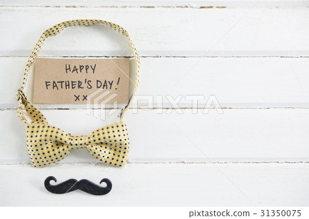 Happy fathers day text with bow tie and mustache Happy fathers day text with bow tie and mustache 31350075