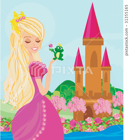 Beautiful young princess and big frog Beautiful young princess and big frog 31355165