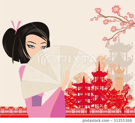 Abstract landscape with Asian girl 31355169