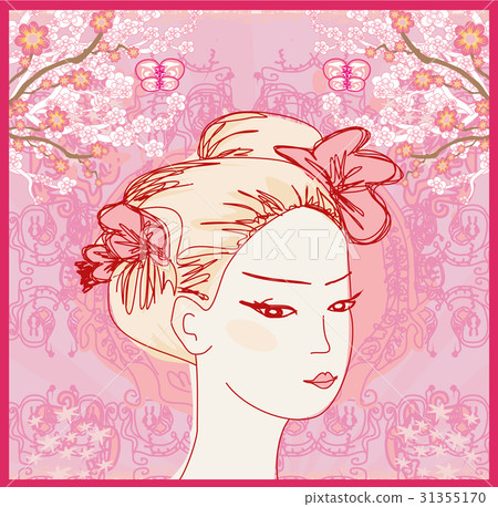 Abstract Beautiful Woman doodle Portrait 31355170