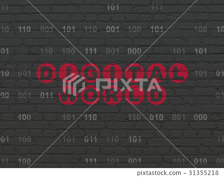 Information concept: Digital World on wall 31355218