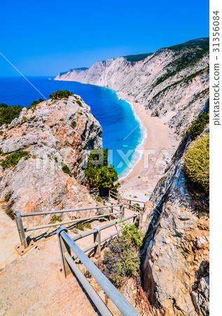 Famous Platia Ammos beach in Kefalonia island 31356084