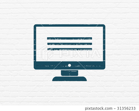 Programming concept: Monitor on wall background Programming concept: Monitor on wall background 31356233