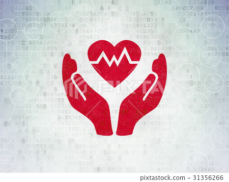 Insurance concept: Heart And Palm on Digital Data 31356266