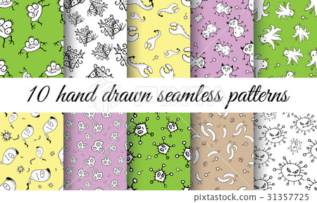 Vector Doodle Bacteria Pattern Vector Doodle Bacteria Pattern 31357725