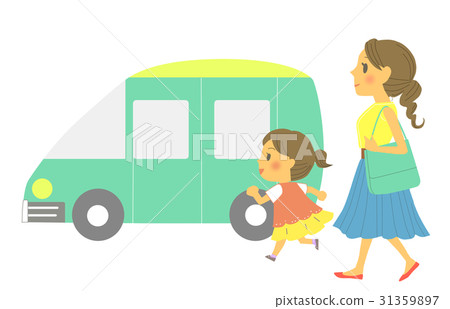 父母和孩子外出一輛車(沒有背景) 父母和孩子外出一輛車(沒有背景) 31359897