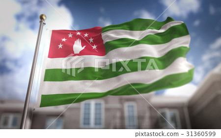 Abkhazia Flag 3D Rendering on Blue Sky Building Abkhazia Flag 3D Rendering on Blue Sky Building 31360599