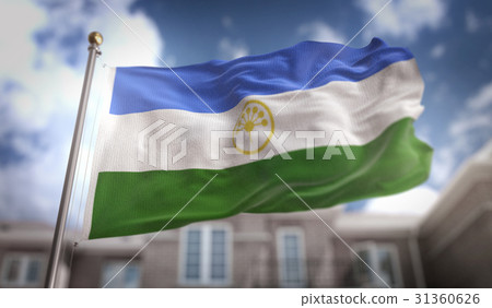 Bashkortostan Flag 3D Rendering on Blue Sky Bashkortostan Flag 3D Rendering on Blue Sky 31360626