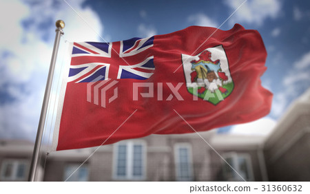 Bermuda Flag 3D Rendering on Blue Sky Building 31360632