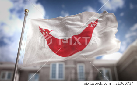 Easter Island Flag 3D Rendering on Blue Sky Easter Island Flag 3D Rendering on Blue Sky 31360734