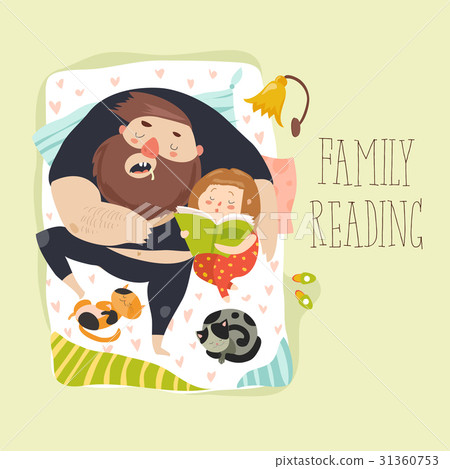 Cute daughter reading bedtime story to his father Cute daughter reading bedtime story to his father 31360753