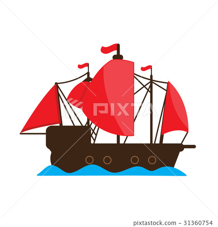 Chinese junk ship . vector cartoon design. 31360754