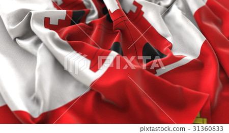 Gibraltar Flag Ruffled Beautifully Waving 31360833