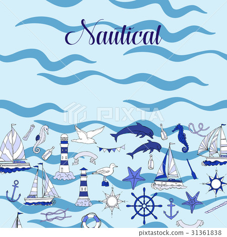 Nautical background hand drawn elements Nautical background hand drawn elements 31361838