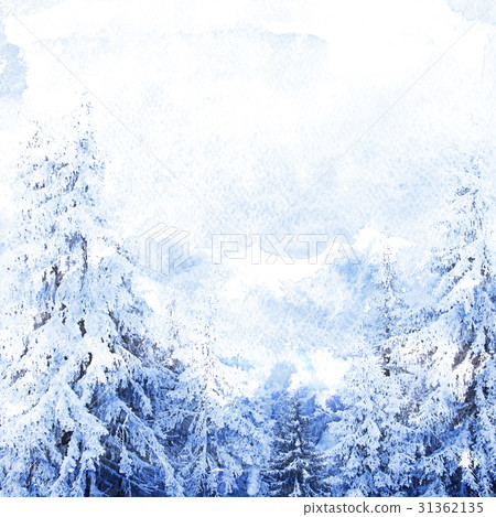 Watercolor winter landscape 31362135