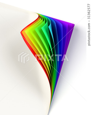 Rrainbow colored curled document corner Rrainbow colored curled document corner 31362577