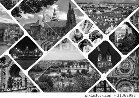Collage landmarks Prague Czech Republic Collage landmarks Prague Czech Republic 31362988