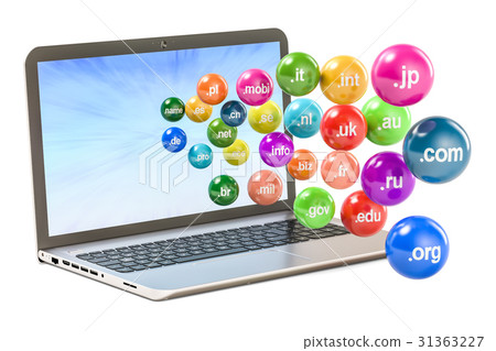Set of colored  balls with domain names 31363227