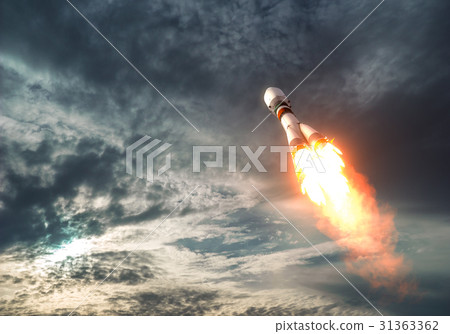 Cargo Carrier Rocket Takes Off To The Clouds 31363362