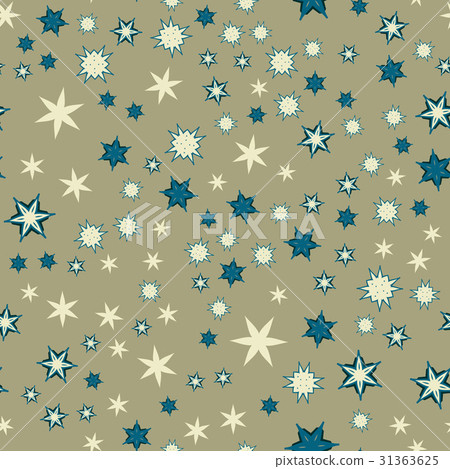 Seamless texture with stylized flowers and stars - Stock Illustration ...