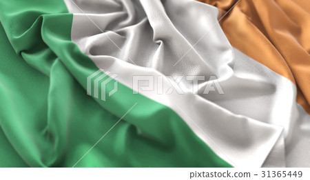 Ireland Flag Ruffled Beautifully Waving Macro 31365449