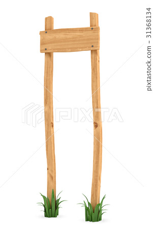 3d rendering of a wooden post with square board 3d rendering of a wooden post with square board 31368134