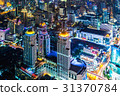 大廈的夜視圖曼谷，泰國首都 31370784