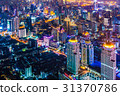 大廈的夜視圖曼谷，泰國首都 31370786