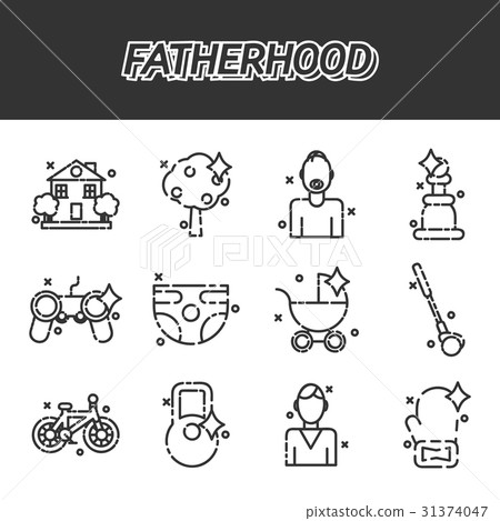 Fatherhood flat icons set 31374047