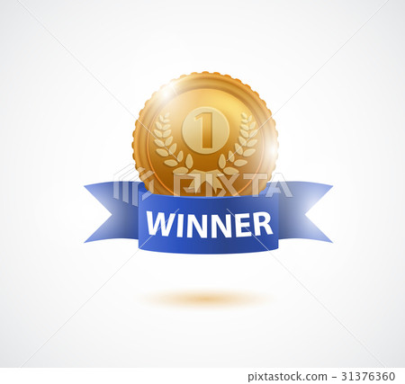 Gold medal for first place. Vector illustration. Gold medal for first place. Vector illustration. 31376360