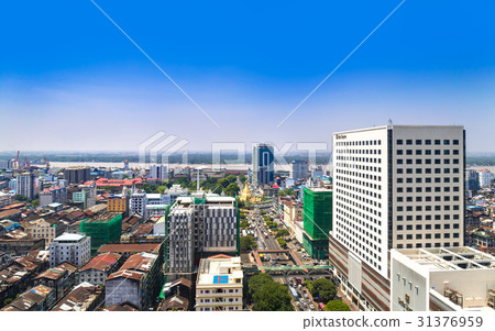 Rows of developing Yangon 31376959