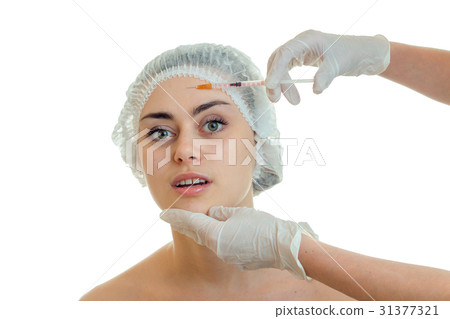 young girl without makeup opened her mouth at 31377321