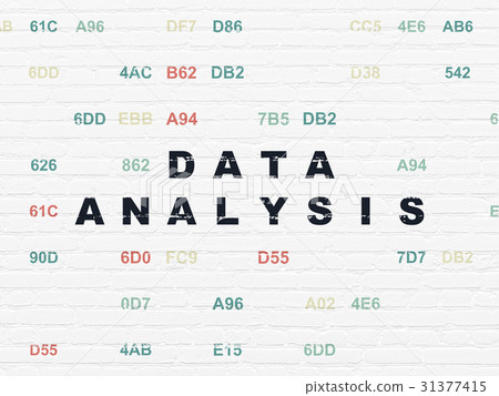 Data concept: Data Analysis on wall background - Stock Illustration