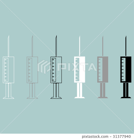 Syringe white grey black icon. Syringe white grey black icon. 31377940