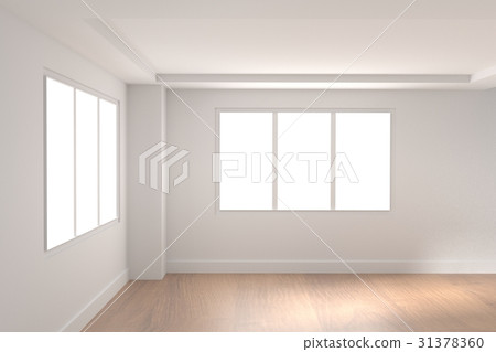 empty room with light from window interior in 3D 31378360