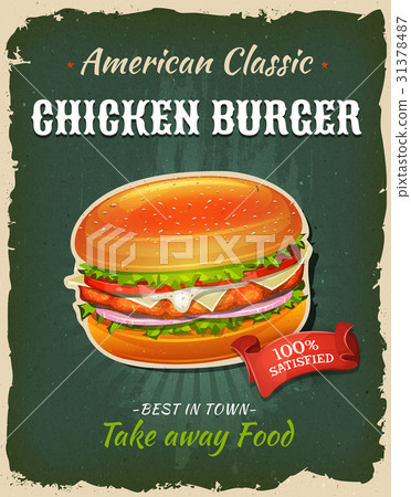 Retro Fast Food Chicken burger Poster 31378487