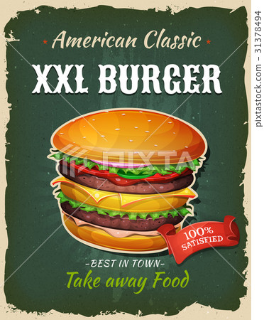Retro Fast Food King Size Burger Poster 31378494