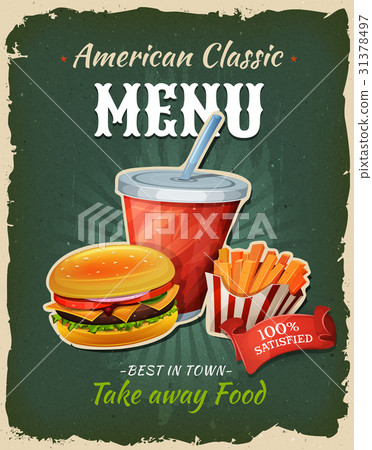 Retro Fast Food Burger Menu Poster 31378497