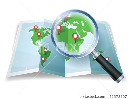 Magnifying Glass On World Map 31378507